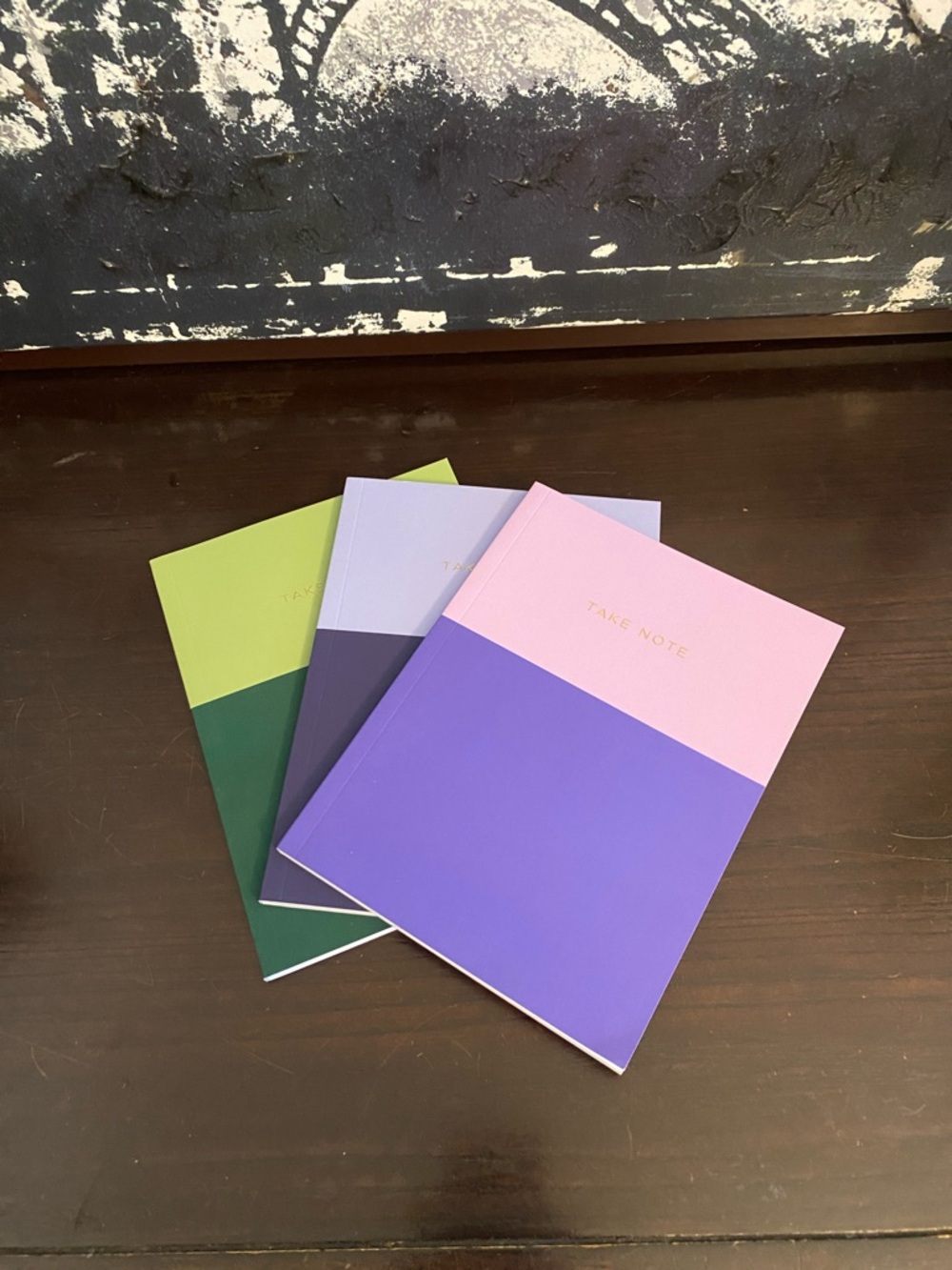 Lot of 3 Colorblock 'Take Note' Notebooks - Pink Purple, Green Set